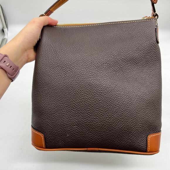 Dooney & Bourke Pebble Leather Crossbody Purse Brown T'moro - Picture 2 of 10
